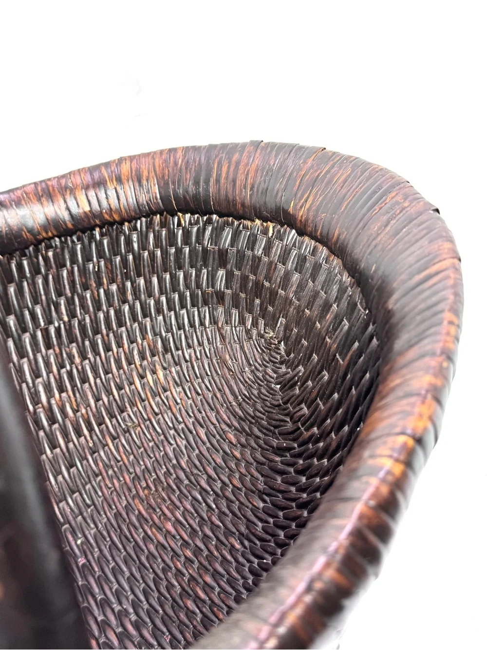 Vintage-Inspired Wicker Basket Brown Willow Large Handwoven One Handle